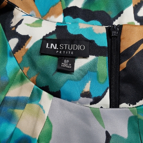 I. N. Studio Women’s Dress Size 8P Floral Print Sleeveless Sheath Knee Length - Picture 9 of 13